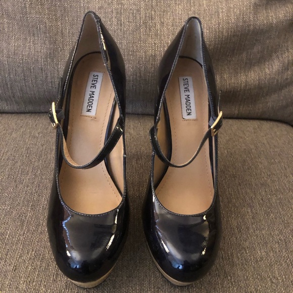 👡Authentic Steve Madden Blue/Cream Patent Leather, Size 10 - Picture 2 of 6